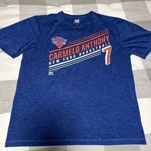 Majestic Cool base Carmelo Anthony Melo New York Knicks NBA Sports T Shirt L